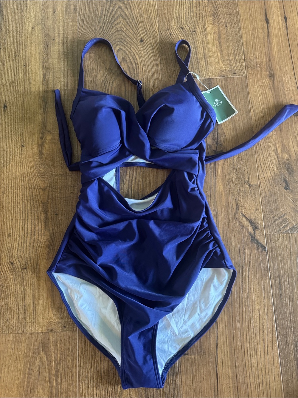 NWT Eomenie Navy Women’s One-Piece Swimsuit with Cutout Detail